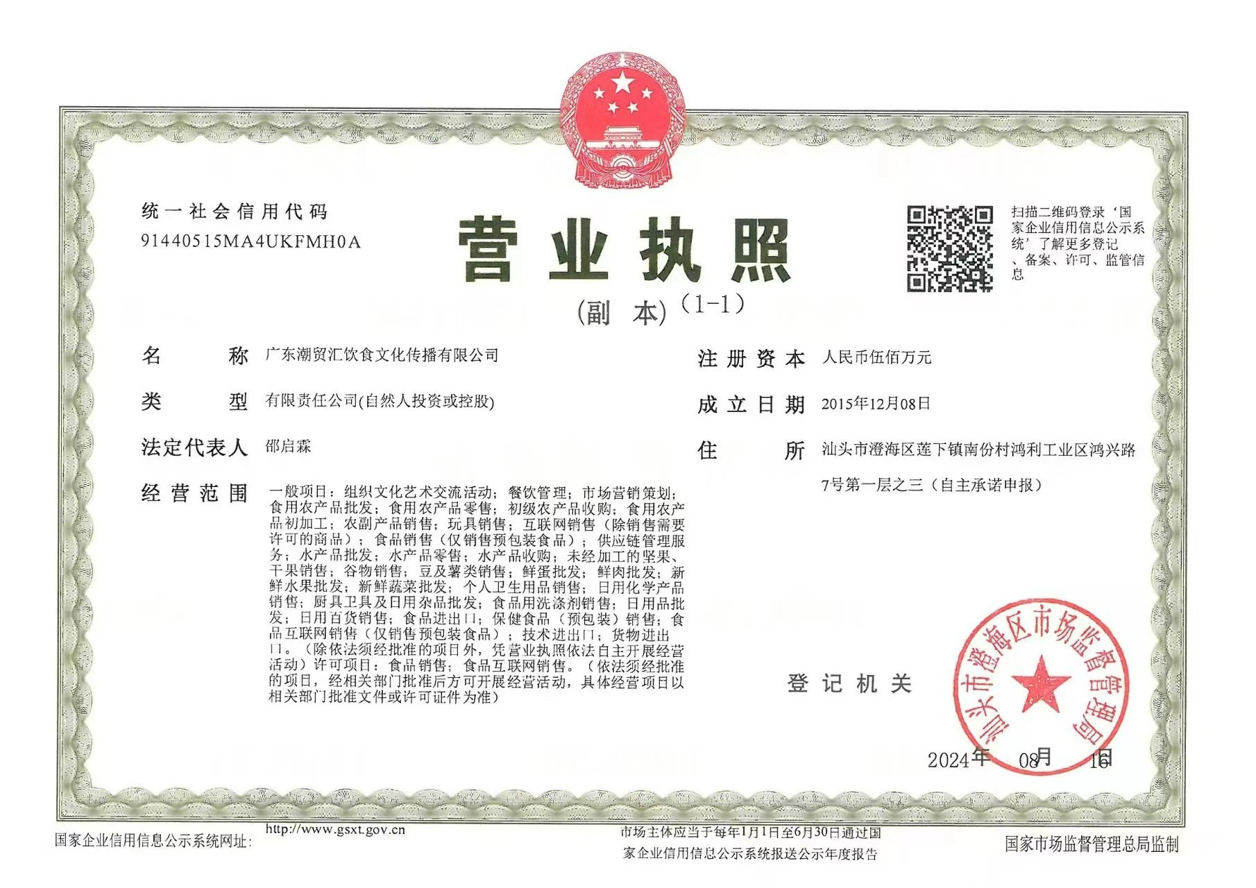 食品经营许可证
